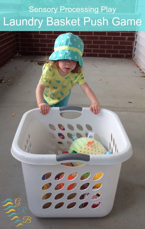Sensory Processing Play: Laundry Basket Push Game - Growing Hands-On Kids