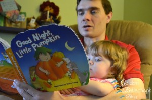 Reading Good Night Little Pumpkin from Tommy Nelson. www.GoldenReflectionsBlog.com