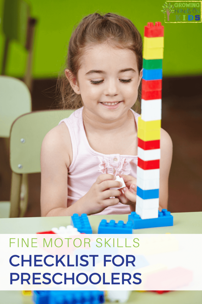 Fine Motor Skills Checklist For Preschoolers Ages 3 5 Years Old 