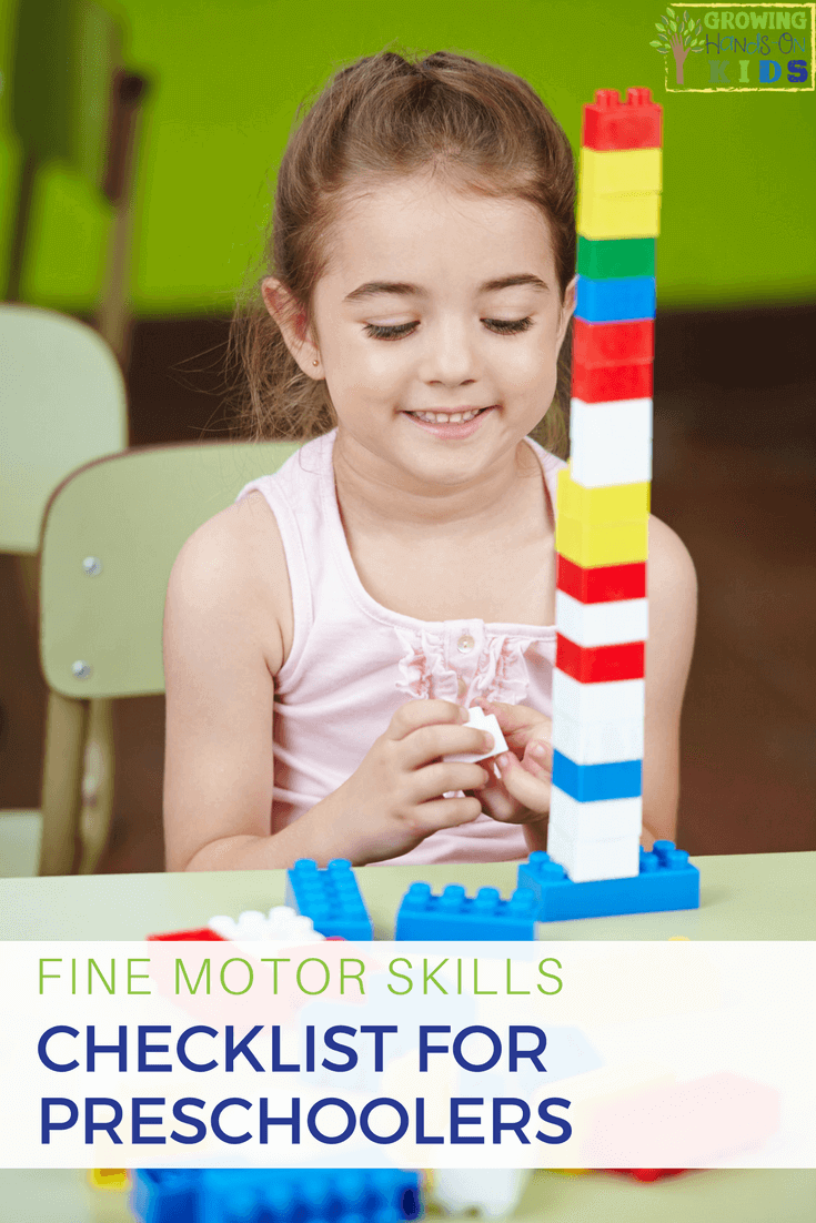 Fine Motor Skills Checklist For Preschoolers Ages 3 5 Years Old 