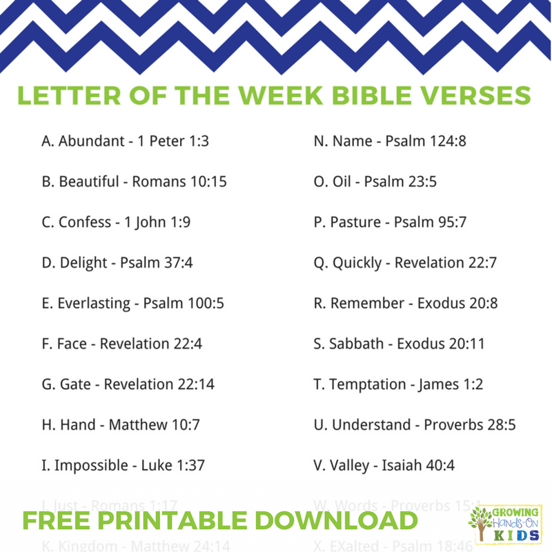 Letter Of The Week Bible Verses For Kids Free Printable Included