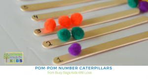 Pom-Pom number caterpillar busy bag for kids.