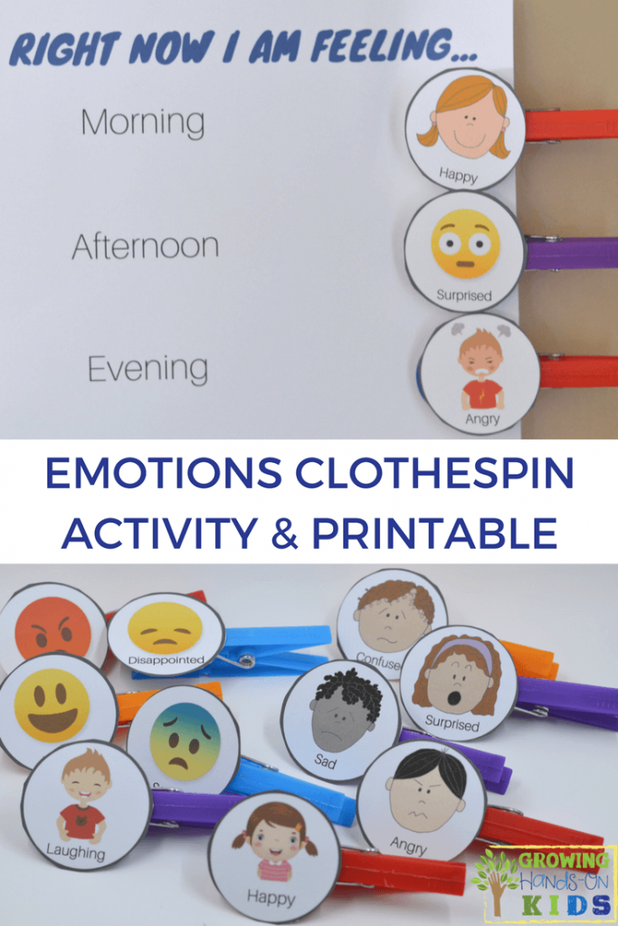 DIY Emotions Clothespins Activity Chart - Includes a free printable!