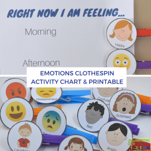 DIY Emotions Clothespins Activity Chart - Includes a free printable!
